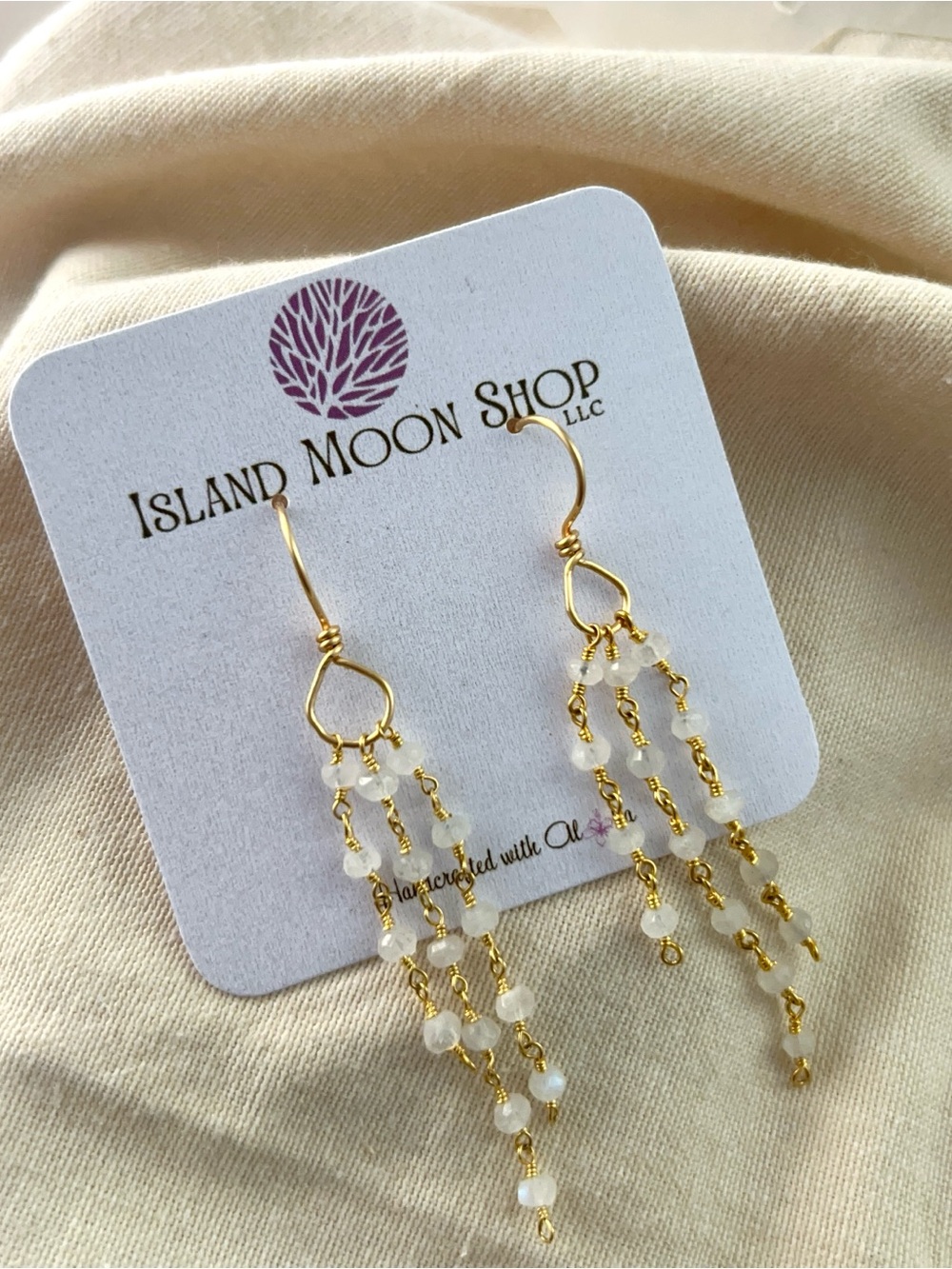 Chandelier Moonstone Goldfilled Beaded Dangle Earrings — Delicate Cascade